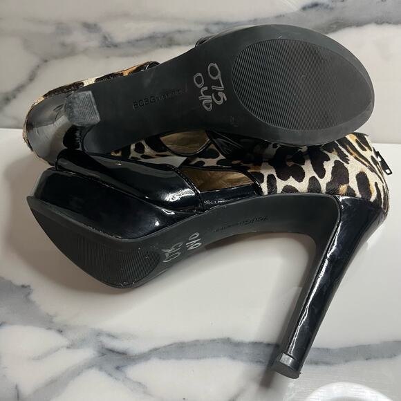 BCBGeneration | Women's Leopard Calf Hair Strappy Peep Toe Harmony Heels Sz 7.5 - Picture 9 of 9